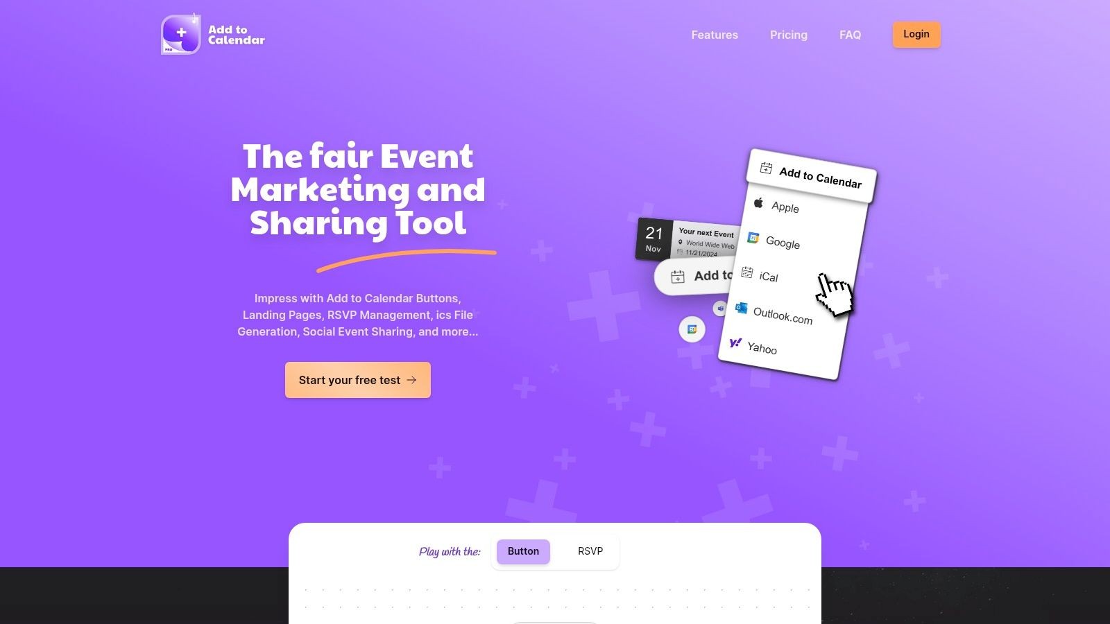 Add to Calendar PRO platform dashboard showcasing event creation and management features